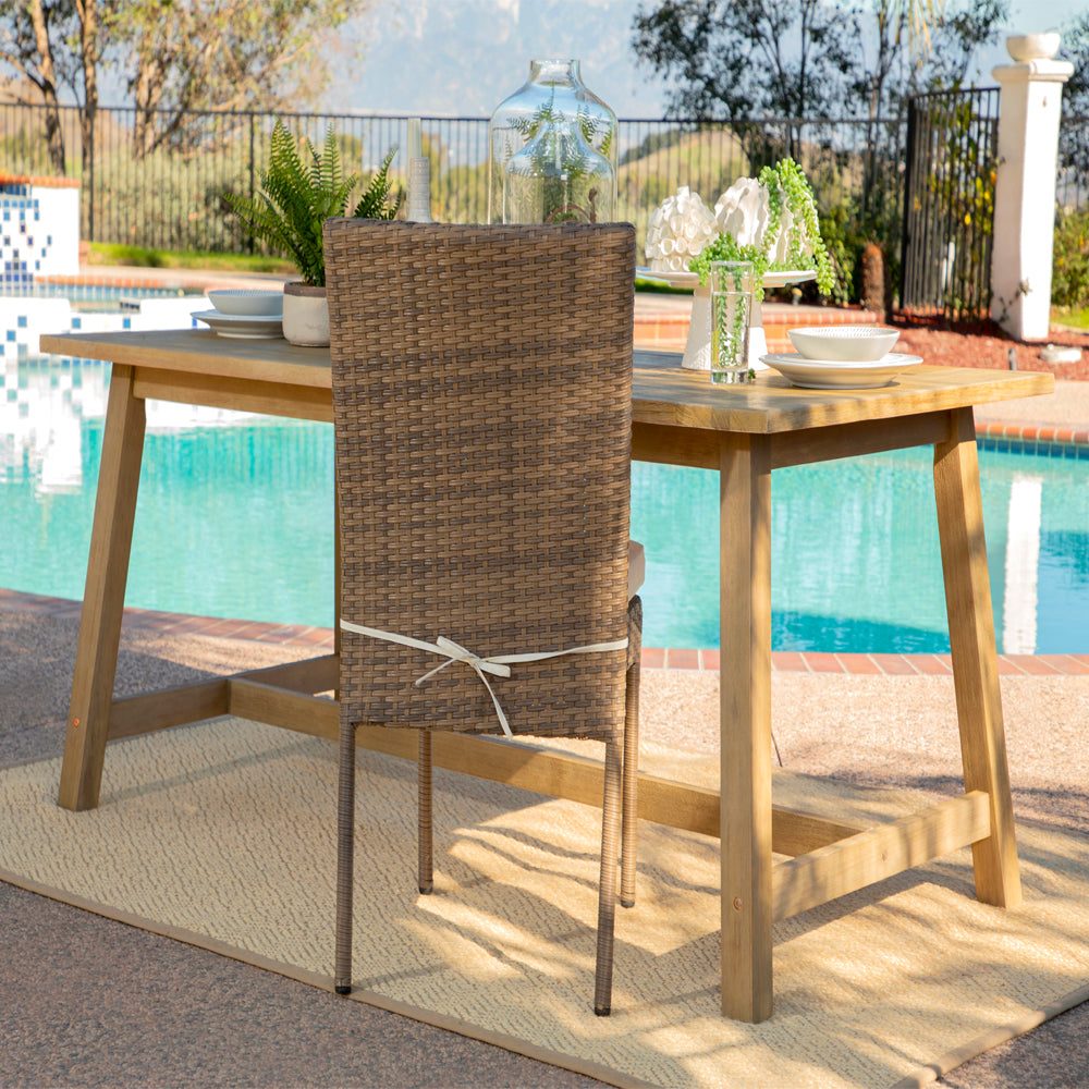 Coaster Sierra 6 Piece Eucalyptus Wooden Rectangular Outdoor Dining Set, Natural