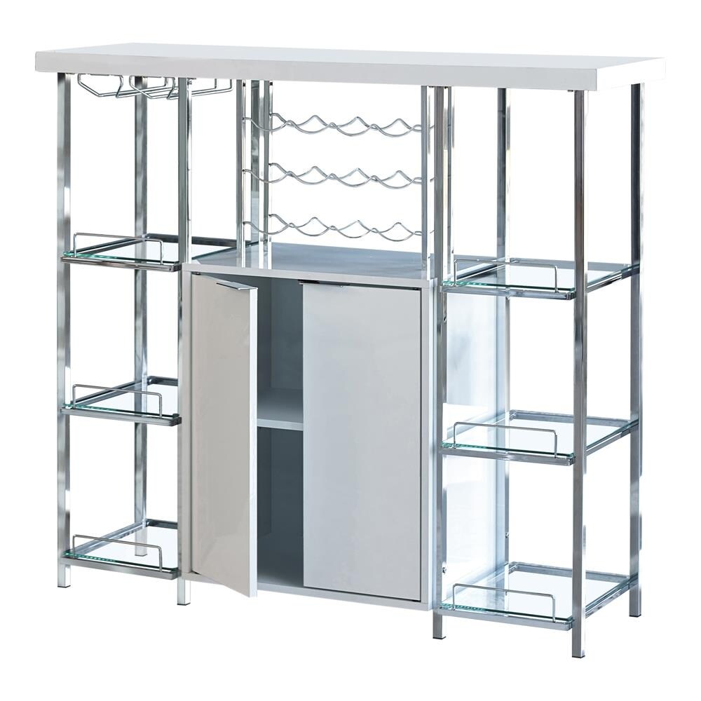 Coaster Furniture Gallimore White and Chrome 2 door Bar Cabinet