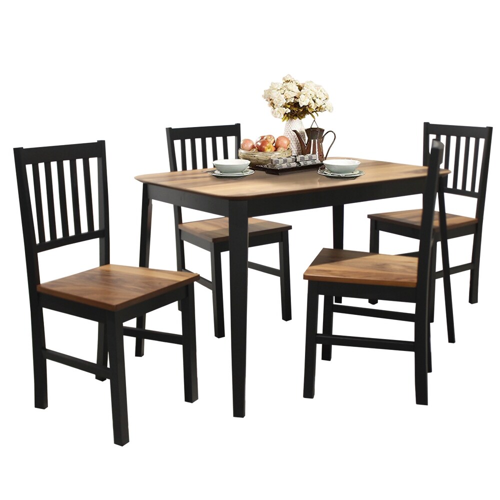 Costway 5 Pcs Mid Century Modern Black 29.5'' Dining Table Set 4