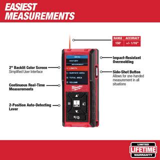 MW M12 12-Volt Lithium-Ion Cordless Green 125 ft. Cross Line  Plumb Points Laser Level (Tool-Only) w Laser Distance Meter 3622-20-48-22-9802