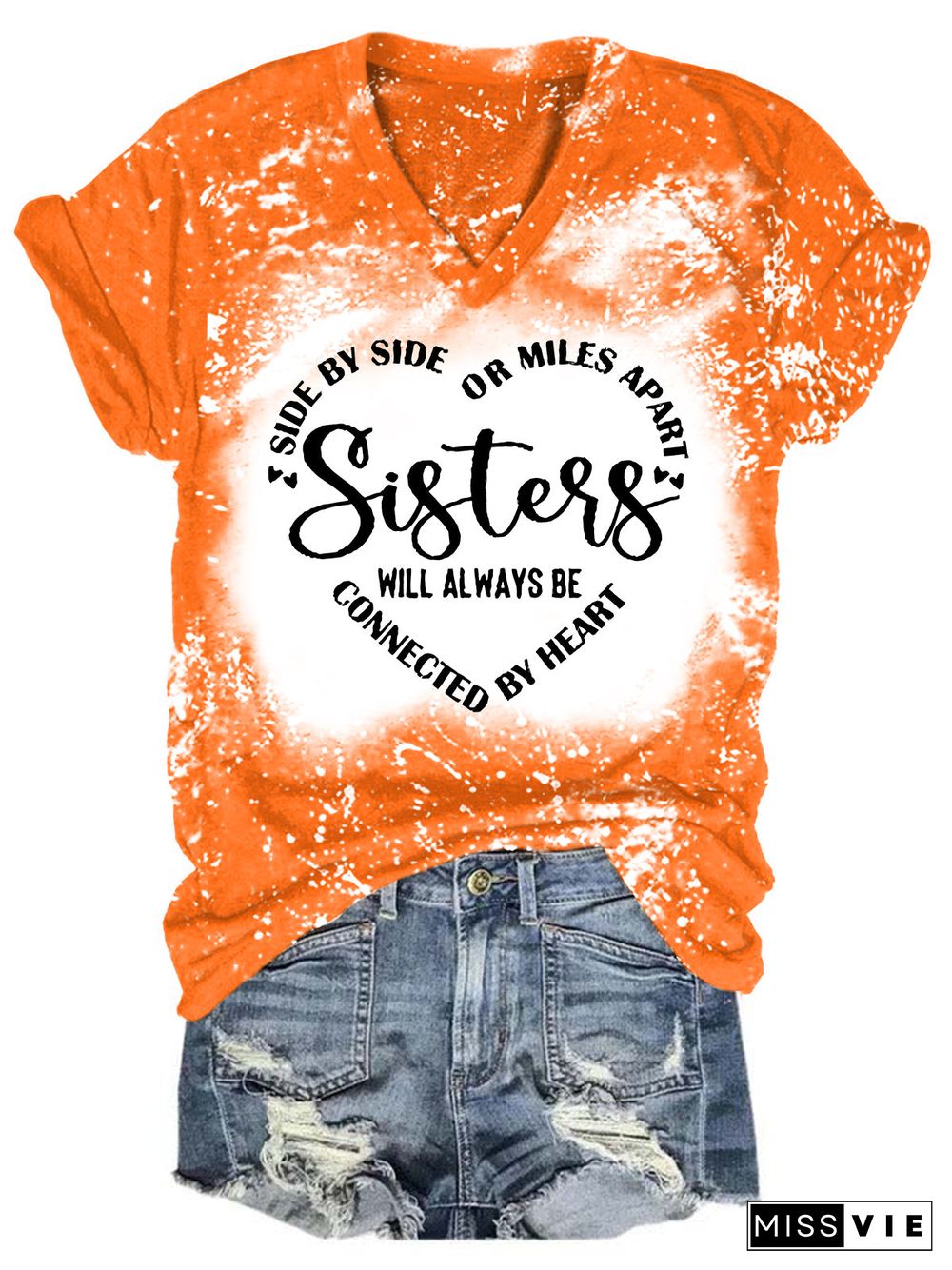 Sisters Will Always Be Connected By Heart T-shirt