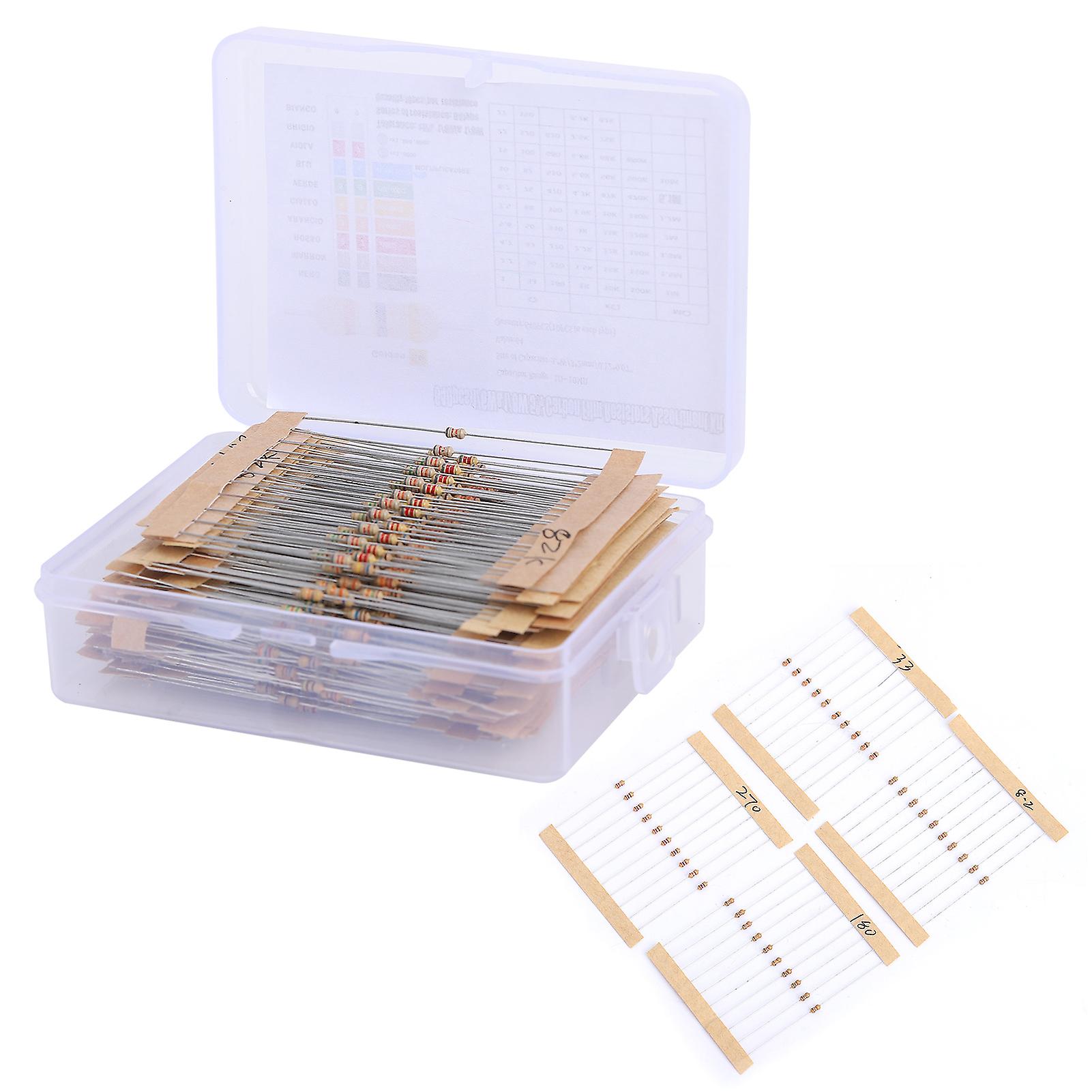 640pcs Resistor 64 Values 5% Carbon Film 110m 1/6w Assortment Kit Set Pack For Diy