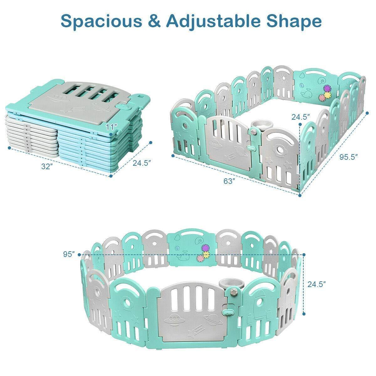 Baby Playpen, 18-Panel Kids Safety Yard Activity Center Playard with Safety Lock