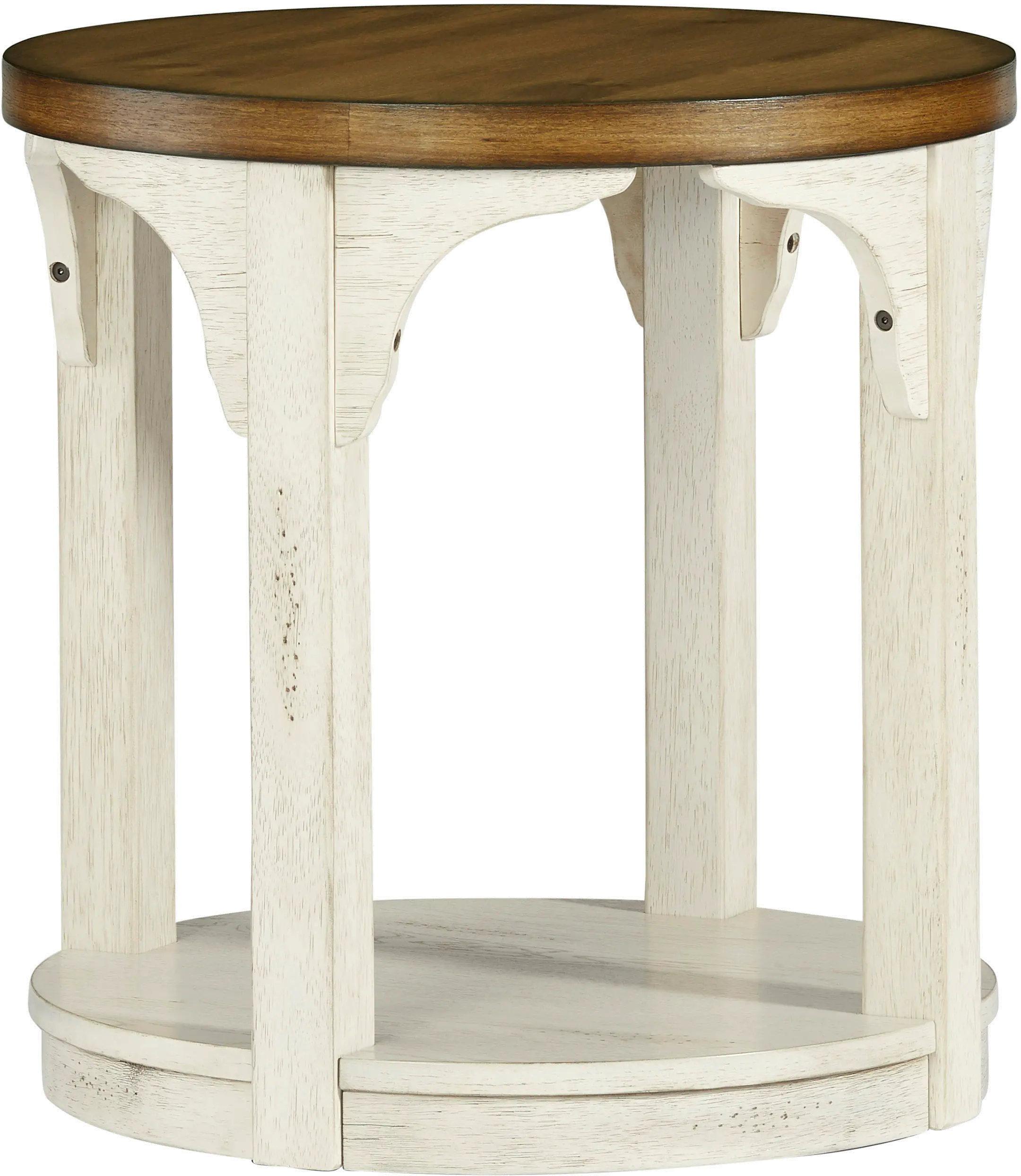 Wellington Place Oak and Antique White Round End Table