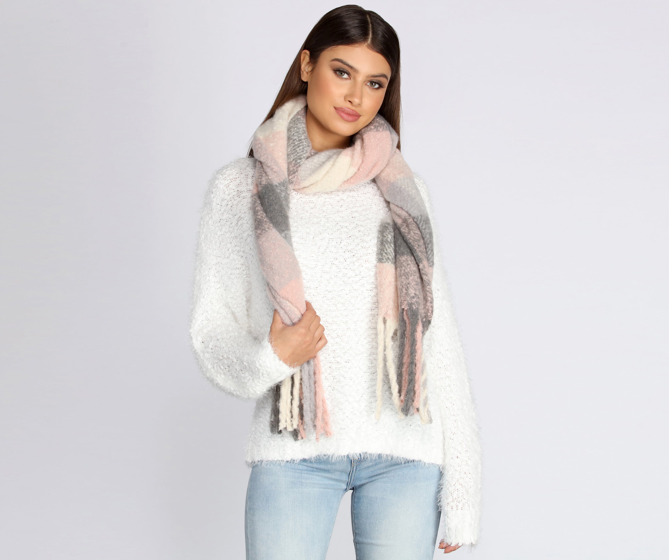 Girly Girl Plaid Blanket Scarf