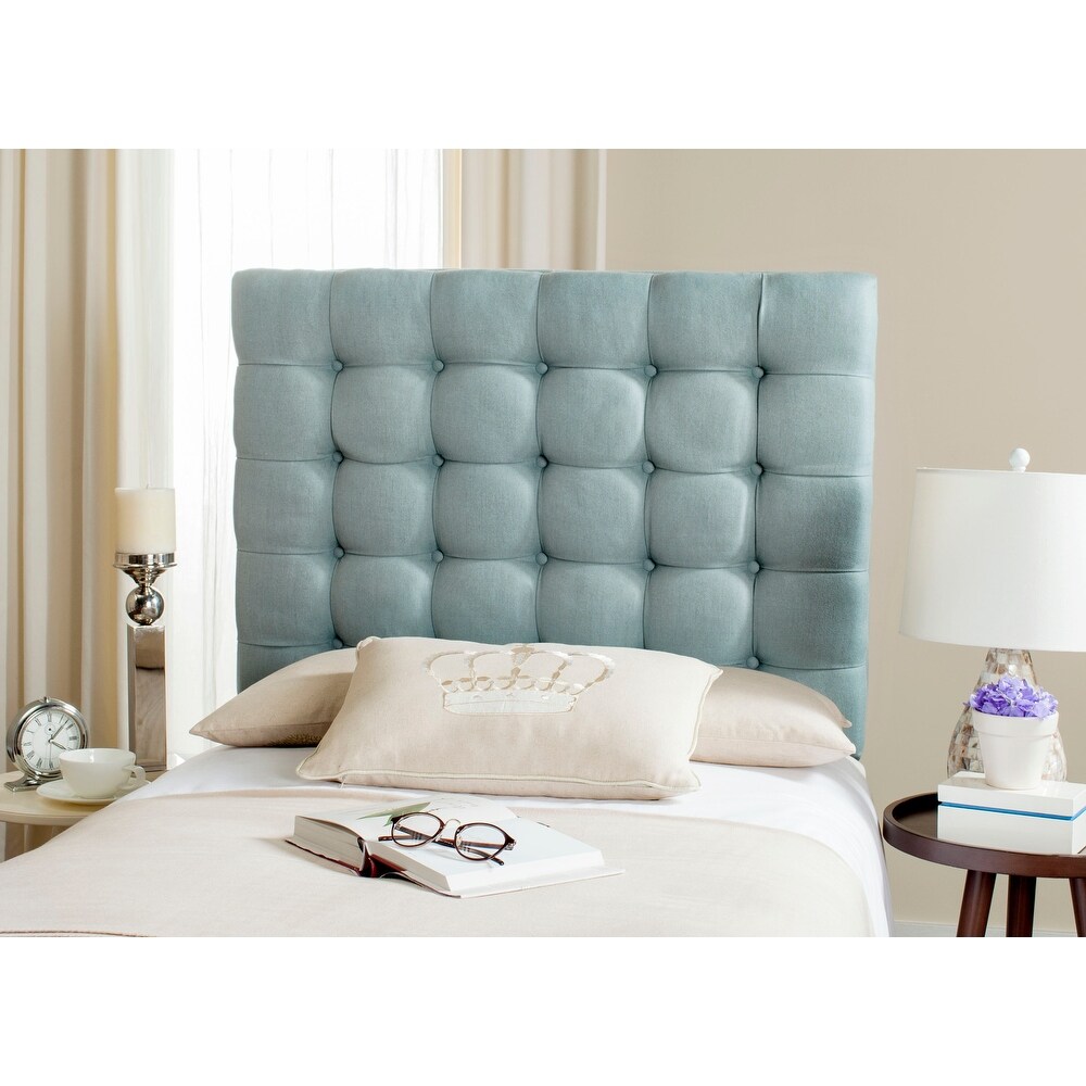 SAFAVIEH Lamar Slate Blue Upholstered Tufted Headboard (Twin)