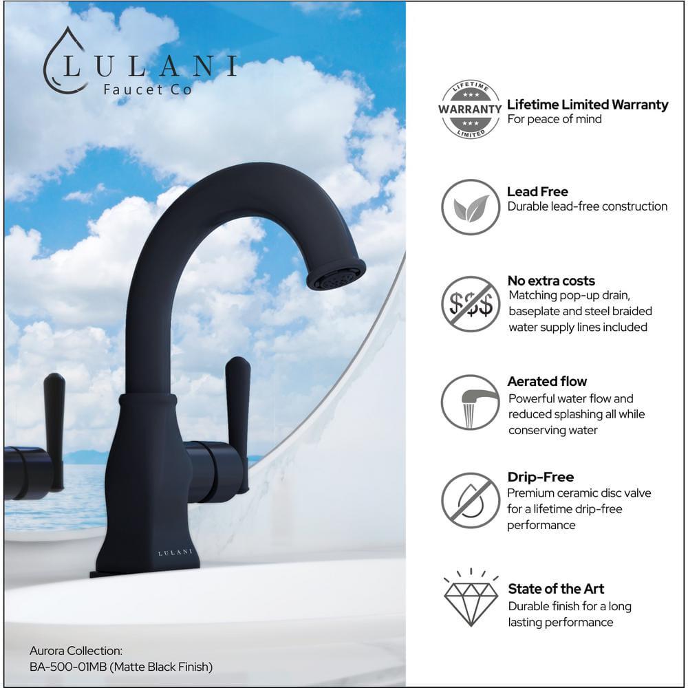 Lulani Aurora 1Handle Single Hole Bathroom Faucet in Matte Black