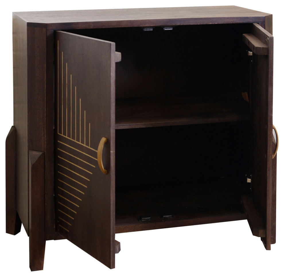 Vortex Two Door Mango Wood Cabinet Dark Cocoa Brown Finish   Transitional   Accent Chests And Cabinets   by StyleCraft  Houzz