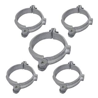 The Plumber's Choice 1-12 in. Hinged Split Ring Pipe Hanger Galvanized Iron Clamp with 38 in. Rod Fitting for Suspending Tubing (5-Pack) 112HSHG-5