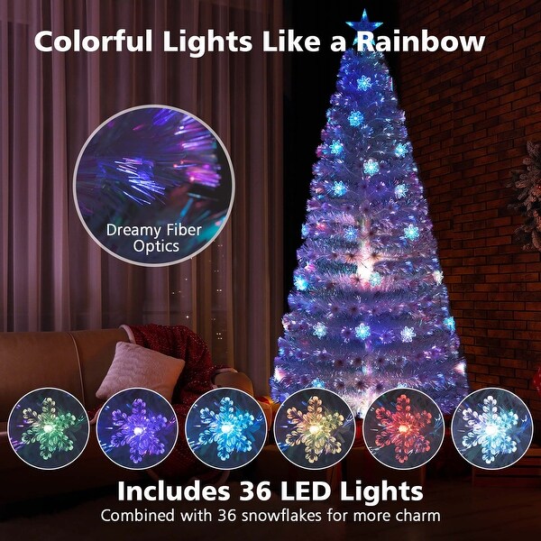 Costway 5FT/6FT/7FT PreLit Fiber Optic Christmas Tree Decor