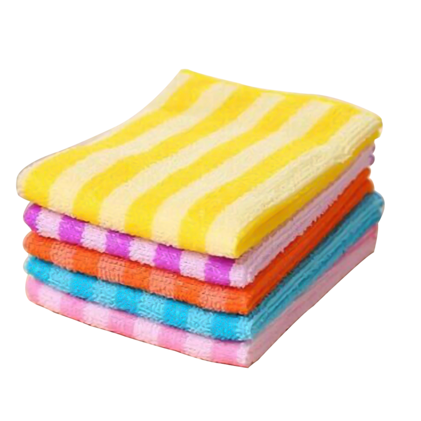 Walbest 5 Pack Microfiber Dish Cloth for Washing Dishes， Striped Dish Towel Rags， Best Kitchen Washcloth Cleaning Cloths Random Color 12x12