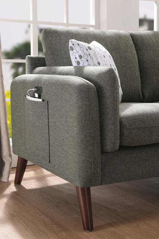 Winston Linen Sofa Couch With USB Charger and Tablet Pocket   Modern   Sofas   by Lilola Home  Houzz