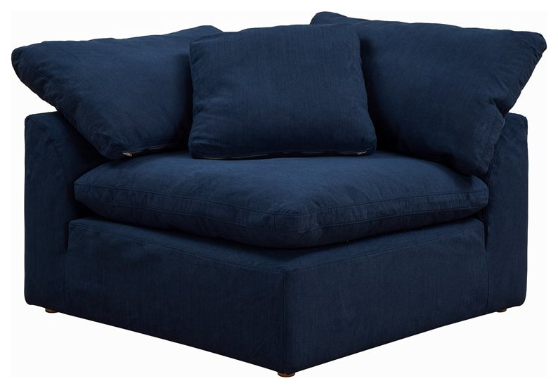 Sunset Trading Puff 2 Piece Fabric Slipcover Sectional Sofa in Navy   Transitional   Loveseats   by Homesquare  Houzz