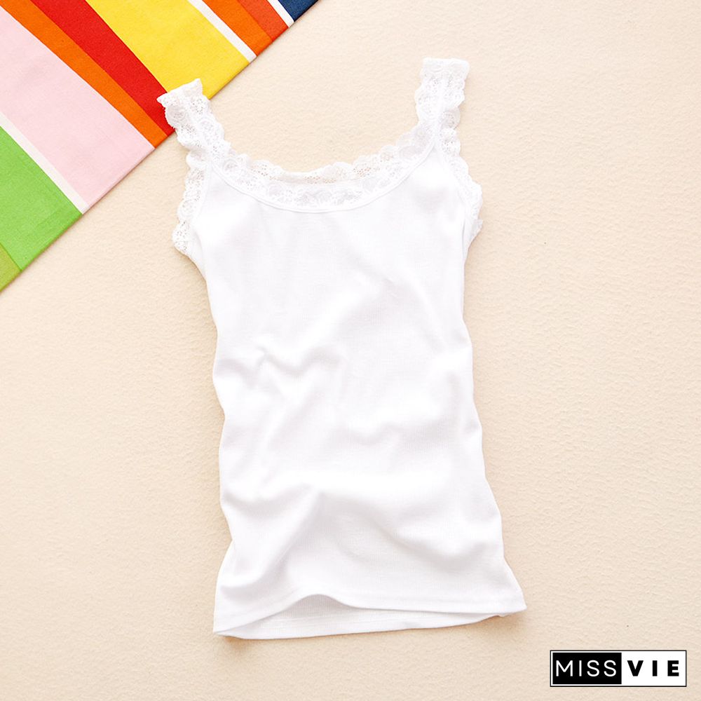 Summer Top Women Sleeveless Lace Tank Top Sexy Womens T-Shirt Vest Tank Tops Female Vest Tops White Black Underwear Women