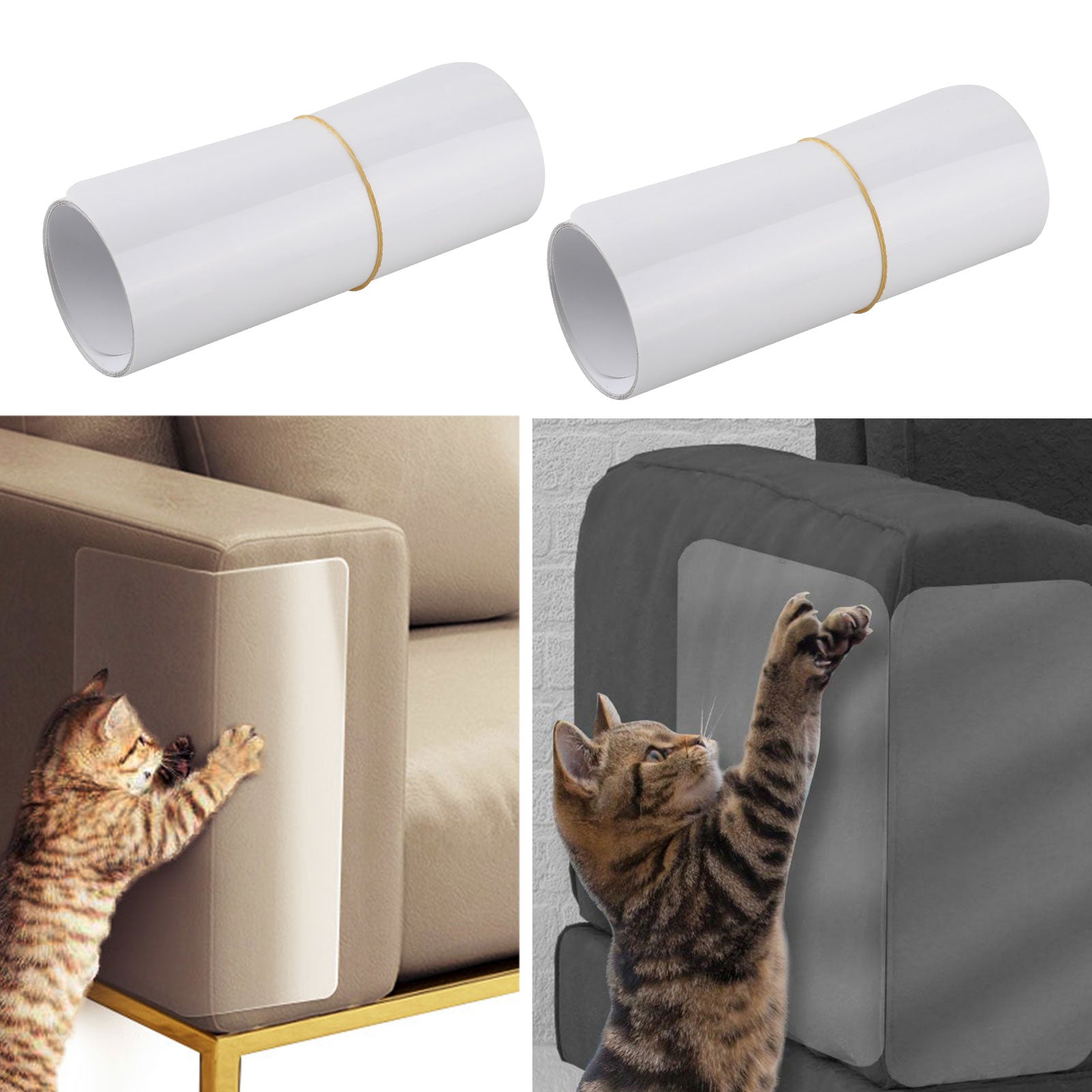 2 PCS Furniture Protectors From Cats， Stop Cat Scratching Couch， Door and Other Furniture And Car Seat， Self-adhesive Flexible Vinyl Sheet， Pet Scratch Deterrent for Furniture (5.5 *18.11 inch)