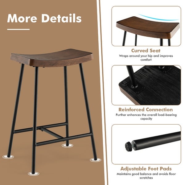 Costway Industrial Saddle Stool Counter Height Bar Stool Dining Pub - See Details