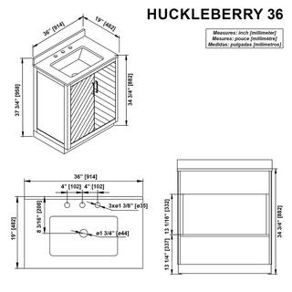 Glacier Bay Huckleberry 36 in. W x 19 in. D x 34.5 in. H Bath Vanity in Weathered Tan with White Cultured Marble Top Huckleberry36WT