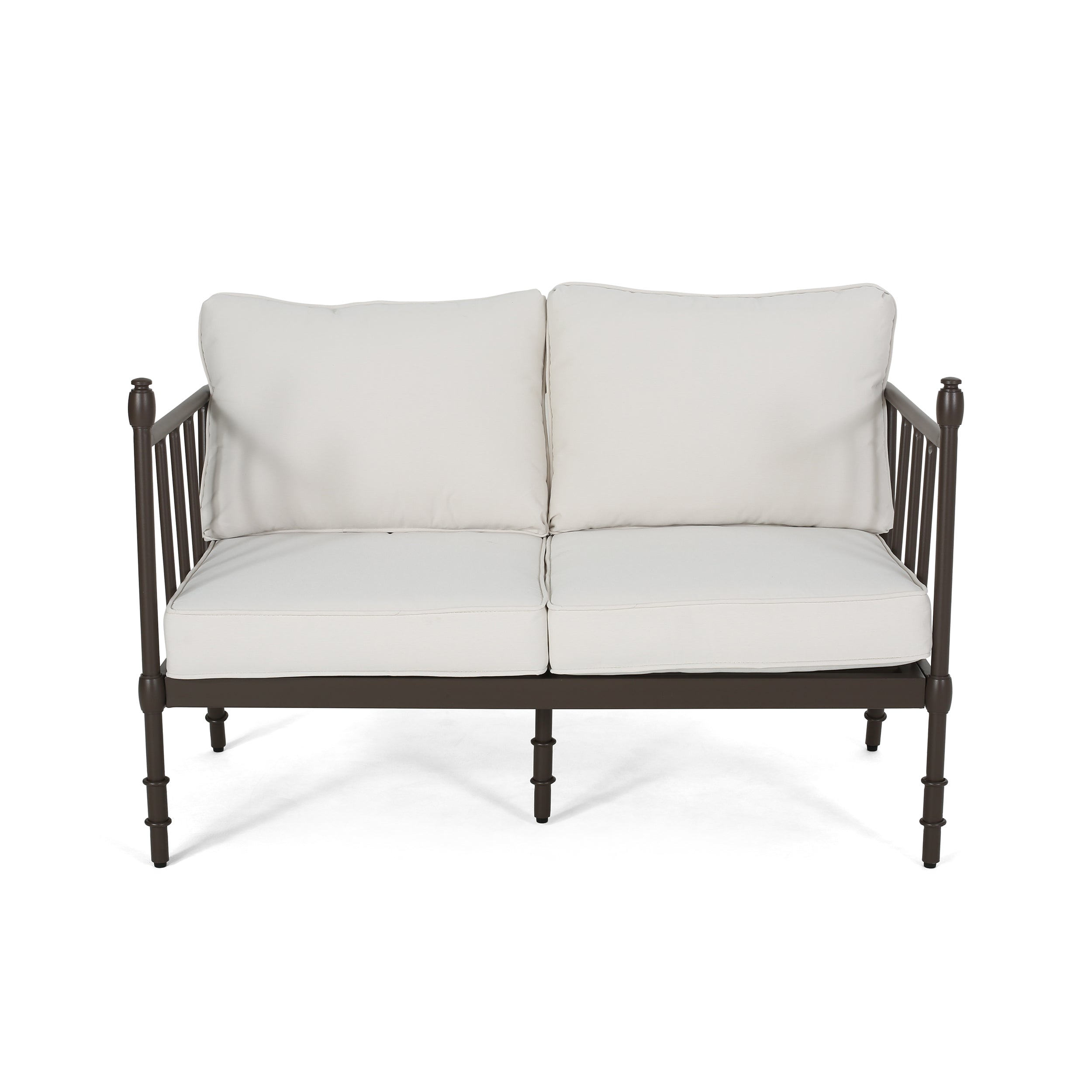 Francis Outdoor Aluminum Loveseat and Coffee Table with Cushions