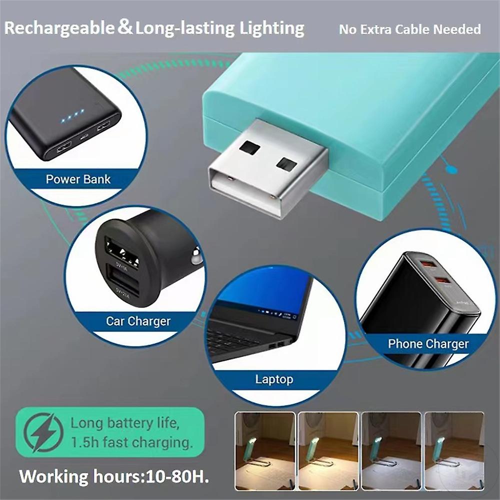 Usb Rechargeable Mini Book Light Led Portable Bookmark Reading Light Brightness Adjustable Read Night Light Night Lamp Book Lamp