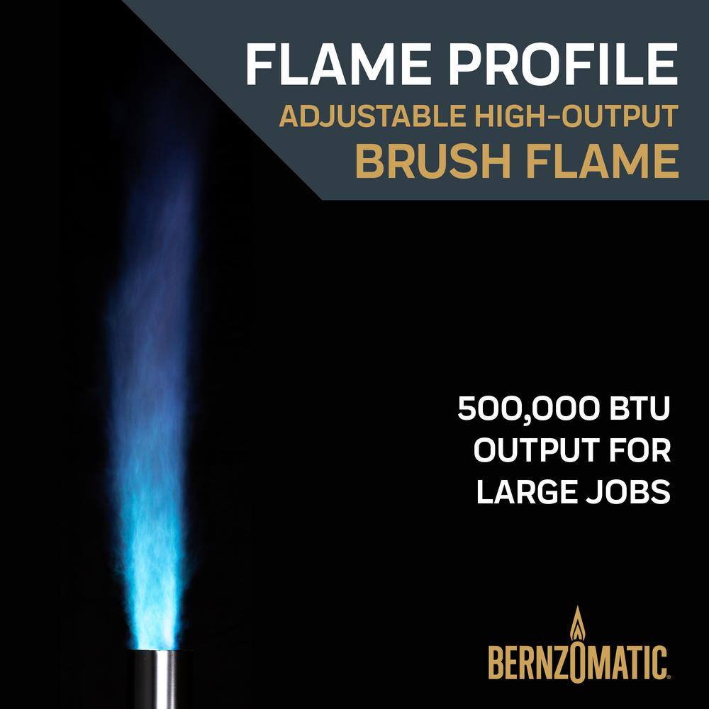 Bernzomatic Outdoor Propane Gas Weed Torch with Adjustable Wide Brush Flame and Spark Lighter JT855