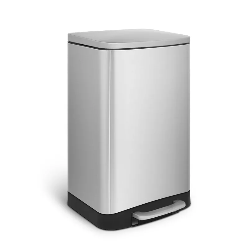 10.6 Gal./40 Liter Stainless Steel Rectangular Step-on Trash Can for Kitchen