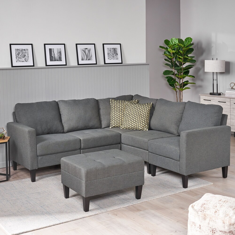 Zahra 6 piece Sofa Sectional with Ottoman by Christopher Knight Home