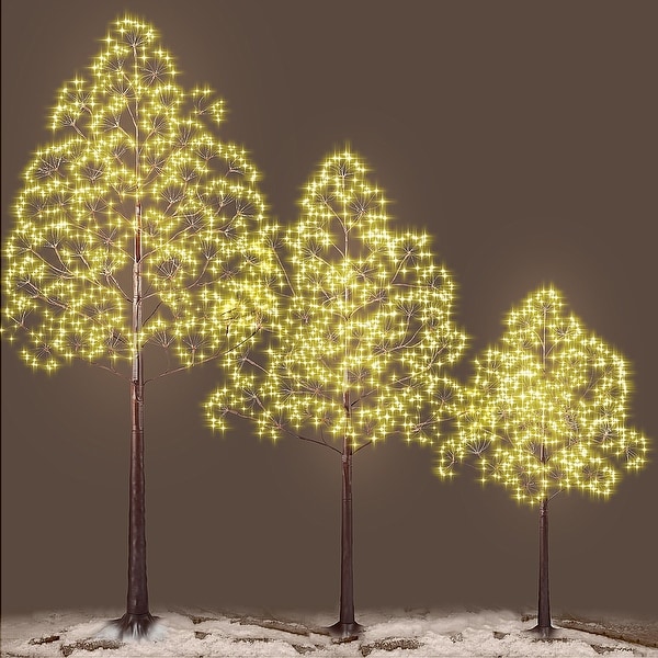 3Piece Christmas Light Tree 4FT and 5FT and 6FT，Lighted Christmas Tree，Artificial Xmas Tree for Decoration Inside and Outside