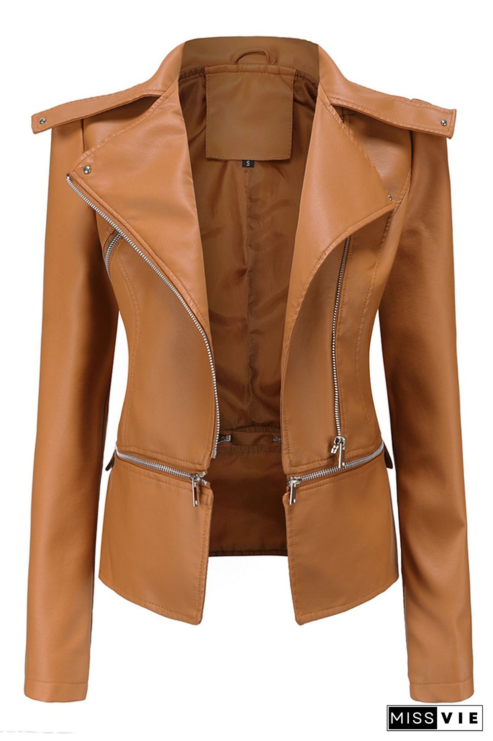 Zipper Removable Hem Leather Jacket Women Wholesale