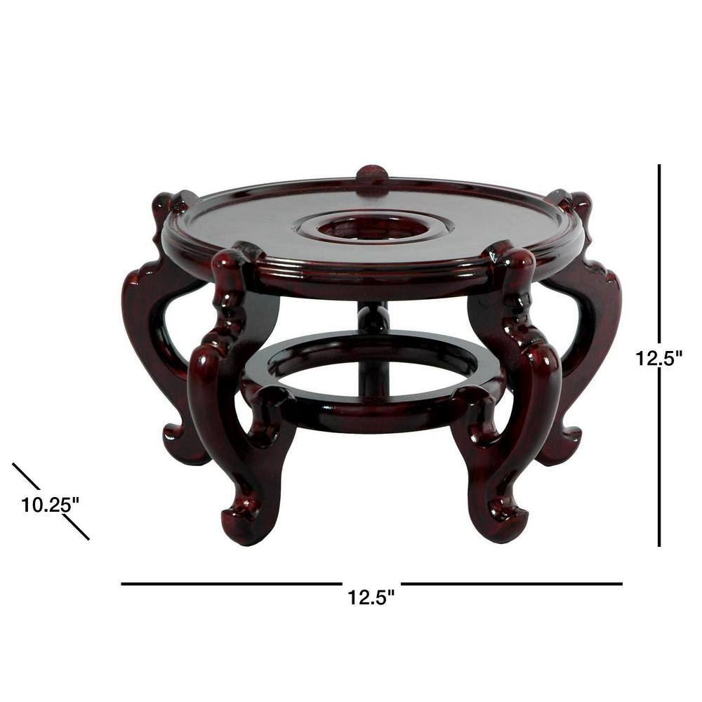 Oriental Furniture 12.5 in. Rosewood Fishbowl Stand in Rosewood ST-FS102-Size12