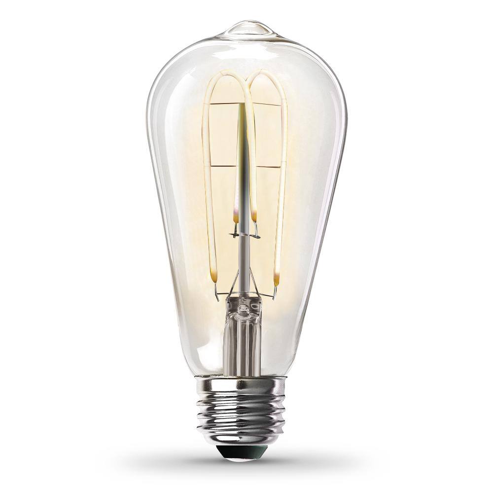 Feit Electric 40-Watt Equivalent ST19 DImmable M Shape Filament Clear Glass Vintage Edison LED Light Bulb Warm White (4-Pack) ST1940MCLLEDHDRP4