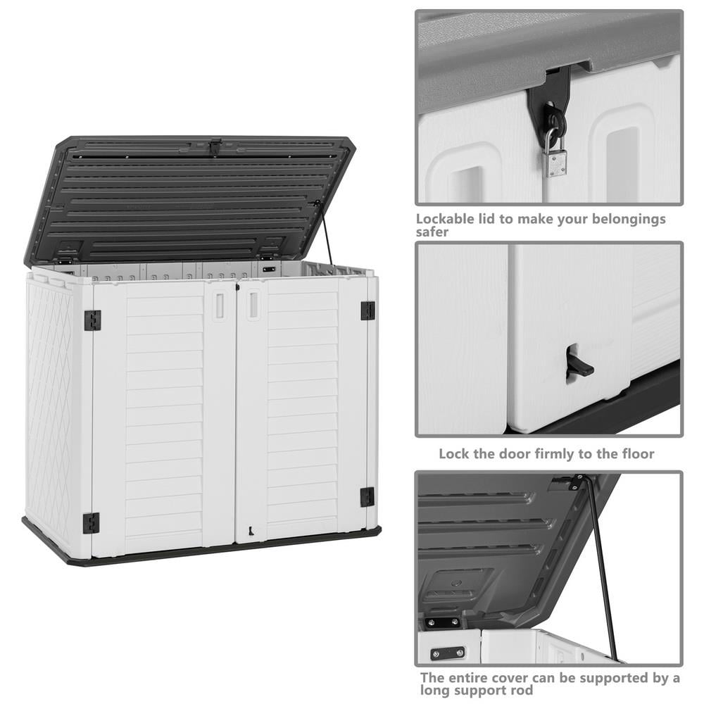 UBesGoo HDPE Outdoor Storage Deck Box Courtyard Storage Box White,250 Gallon