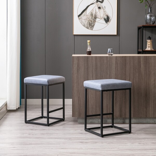 Backless Modern Barstools with Faux Leather