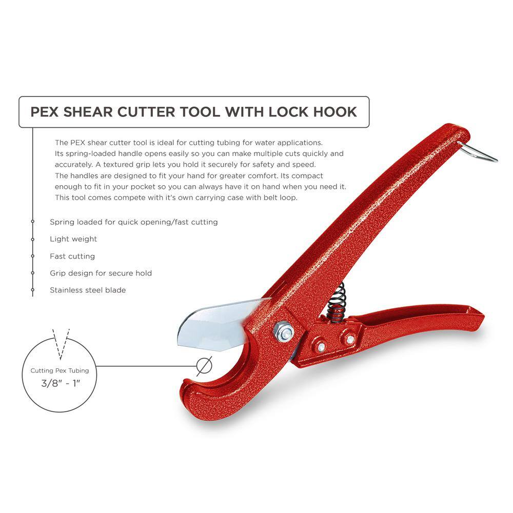 The Plumber's Choice PEX Plumbing Kit Crimper Tool with Lock Hook Cutter Tool with Stainless Steel Cinch Clamps 12 in. 34 in. KPCSTOC