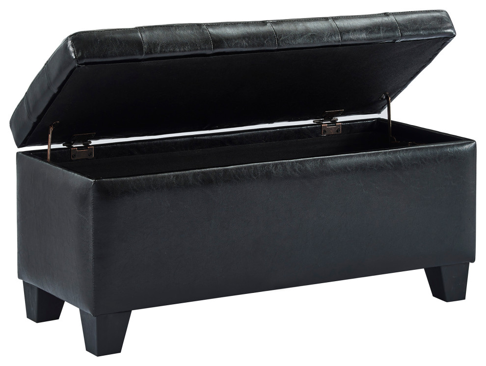 Faux Leather Storage Ottoman   Transitional   Footstools And Ottomans   by WHI  Houzz