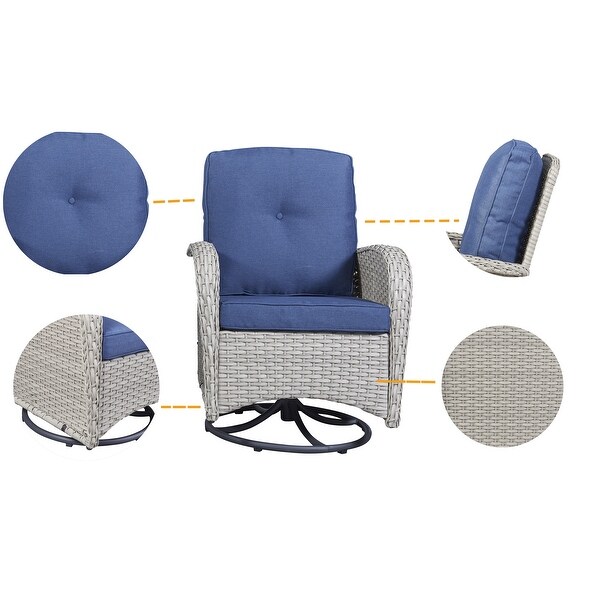 Swivel Patio Chair and Table 3 Piece Outdoor Furniture Set