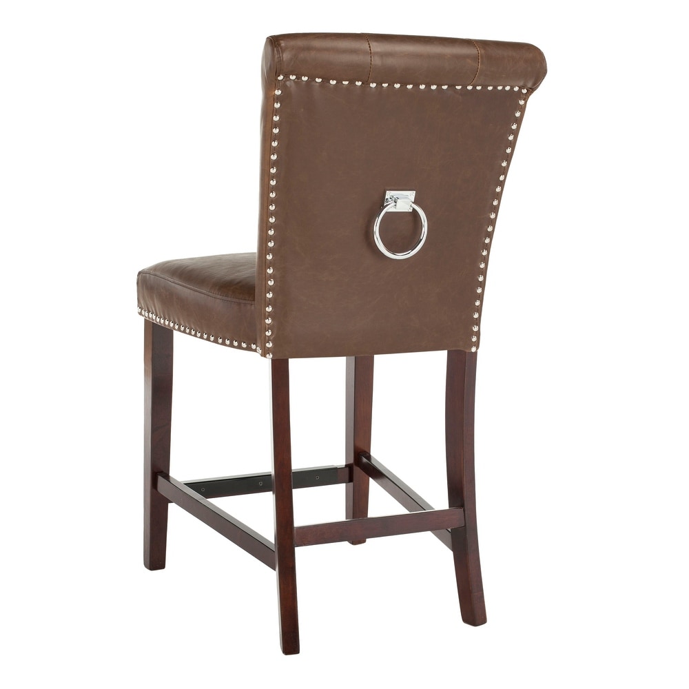 SAFAVIEH 26  Inch Taylor Brown/ Espresso Tufted Counter Stool (Set of 2)   20\