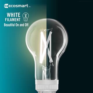 EcoSmart 60-Watt Equivalent A19 Dimmable White Filament CEC Clear Glass LED Light Bulb Adjustable White (1-Bulb) A19605CCTCAWFILECP