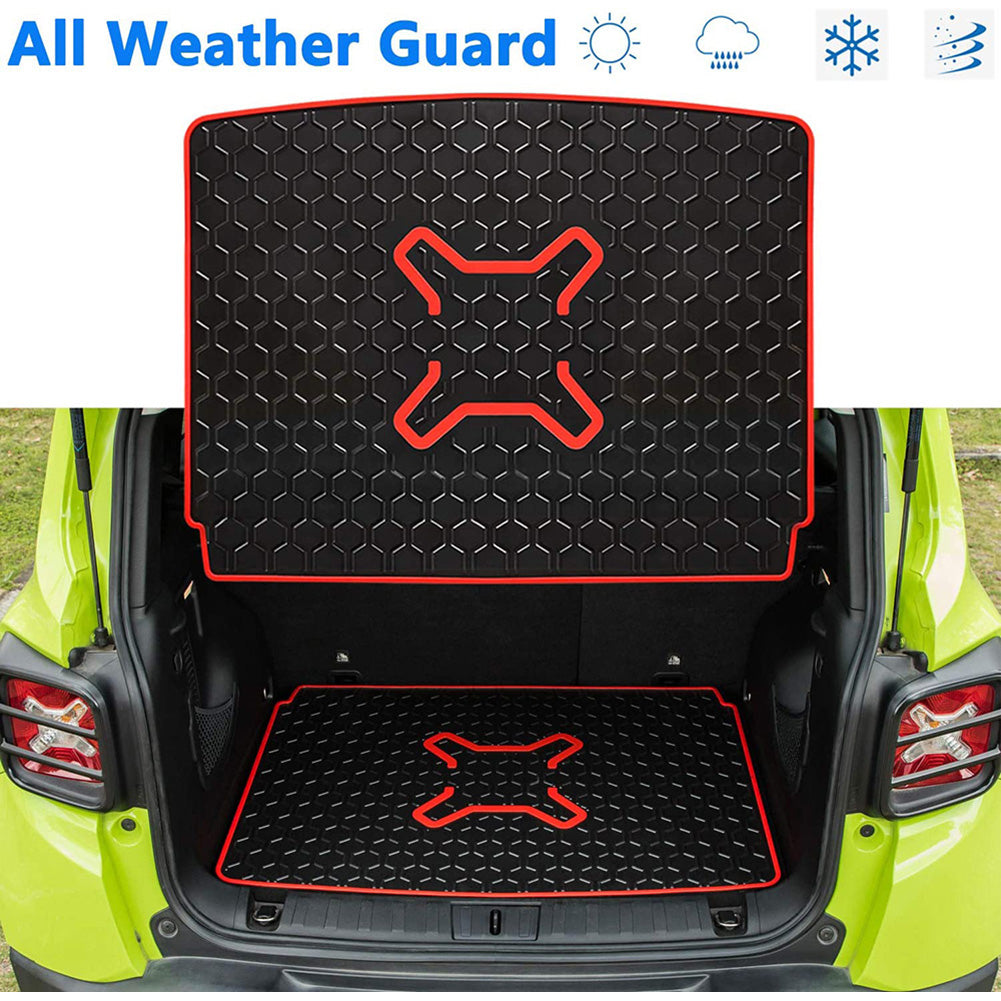 Floor Mats and Cargo Liners Set For Jeep Renegade 2015-2021 Custom Fit Front and Rear Seat Slush Mats， Environmentally Friendly Rubber Heavy Duty All Weather Guard Odorless (Pack Of 4)