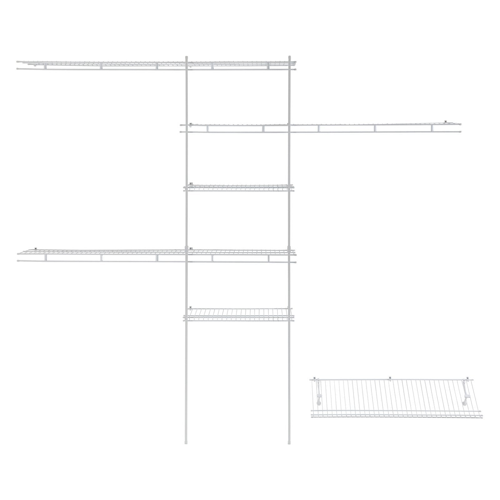 Closetmaid Closet Organizer Kit with Wire Shoe Shelf, 5' to 8', White