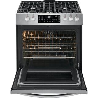 FRIGIDAIRE GALLERY 30 in. 5 Burner Slide-In Gas Range in Stainless Steel with Convection and Air Fry FGGH3047VF