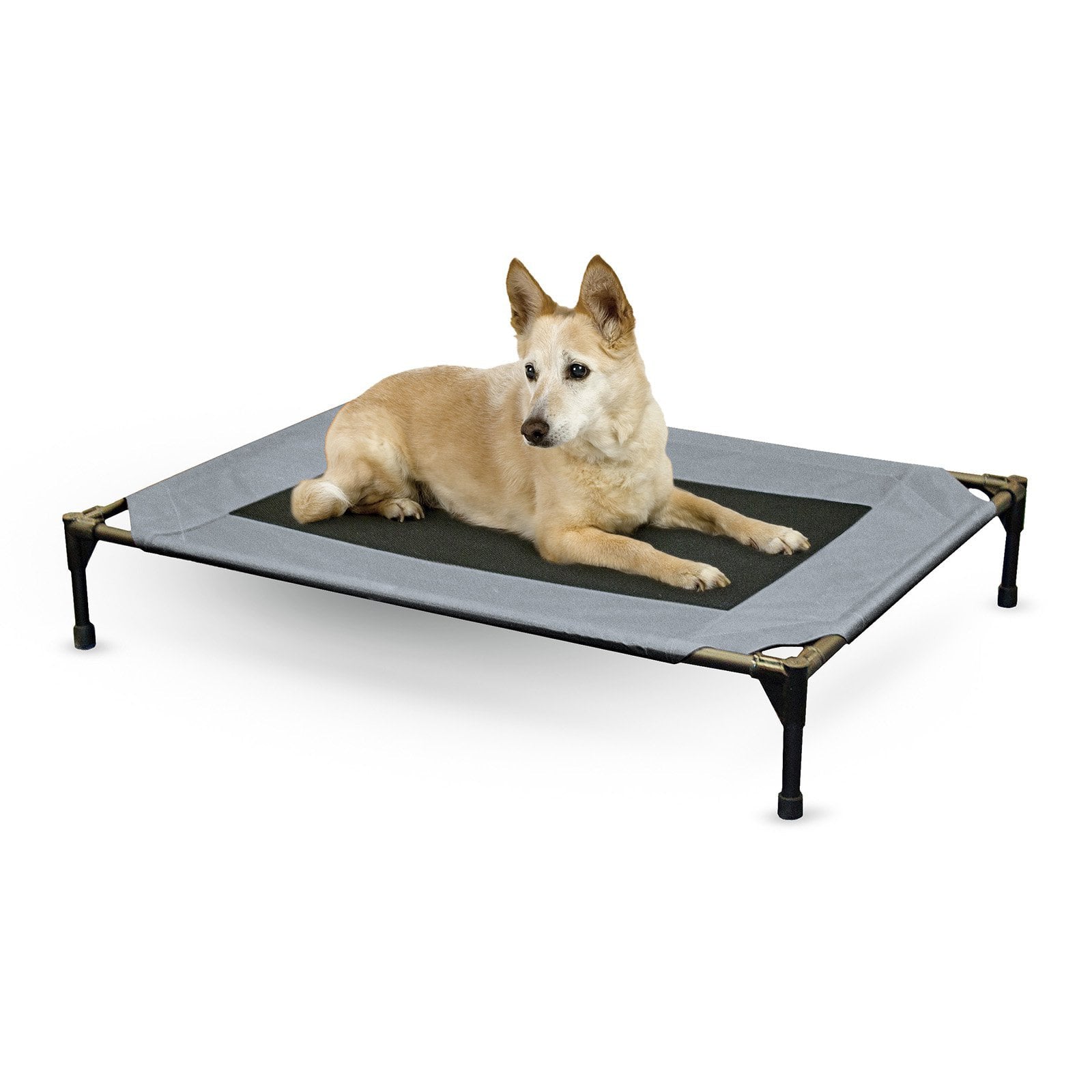 KandH Cooling Cot Pet Dog Bed， Large， Gray/Black Mesh