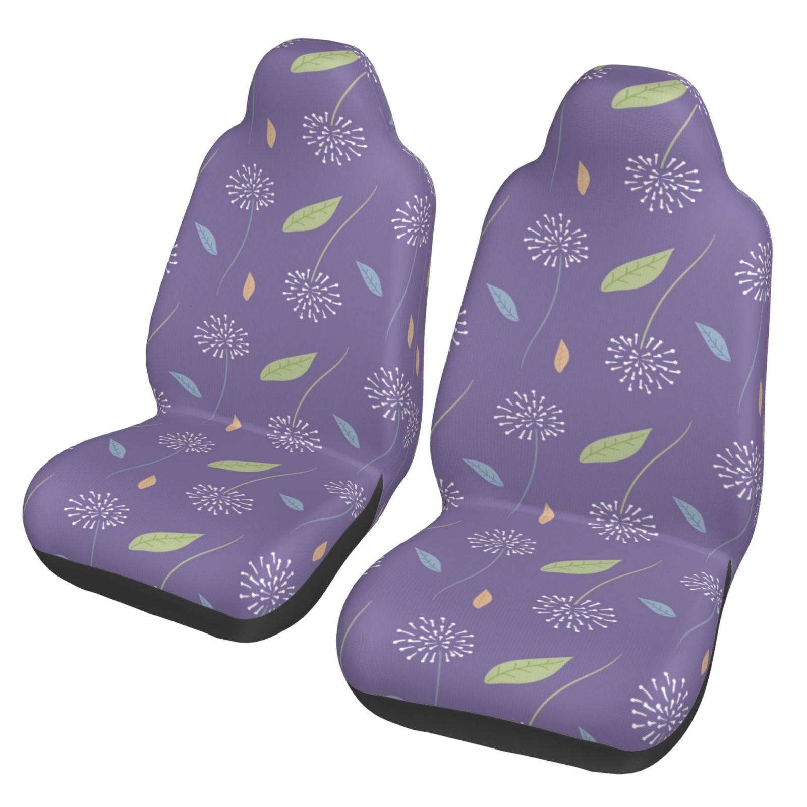 Violet Floral Lavender Car Front Seat Covers Protectors ， Purple Automotive Seat Covers for Cars Trucks Suv