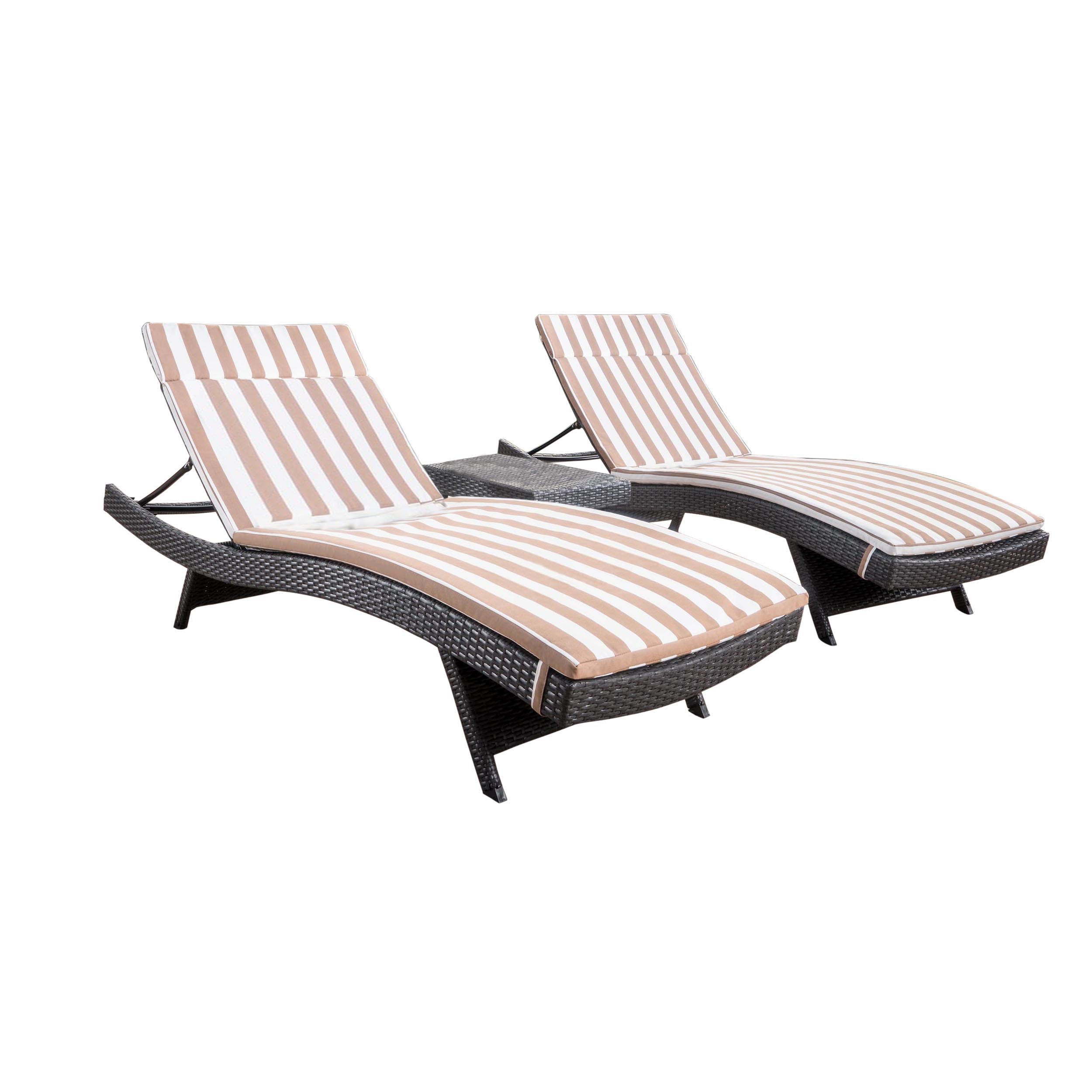 Lakeport 3pc Outdoor Wicker Chaise Lounge Chair & Table Set