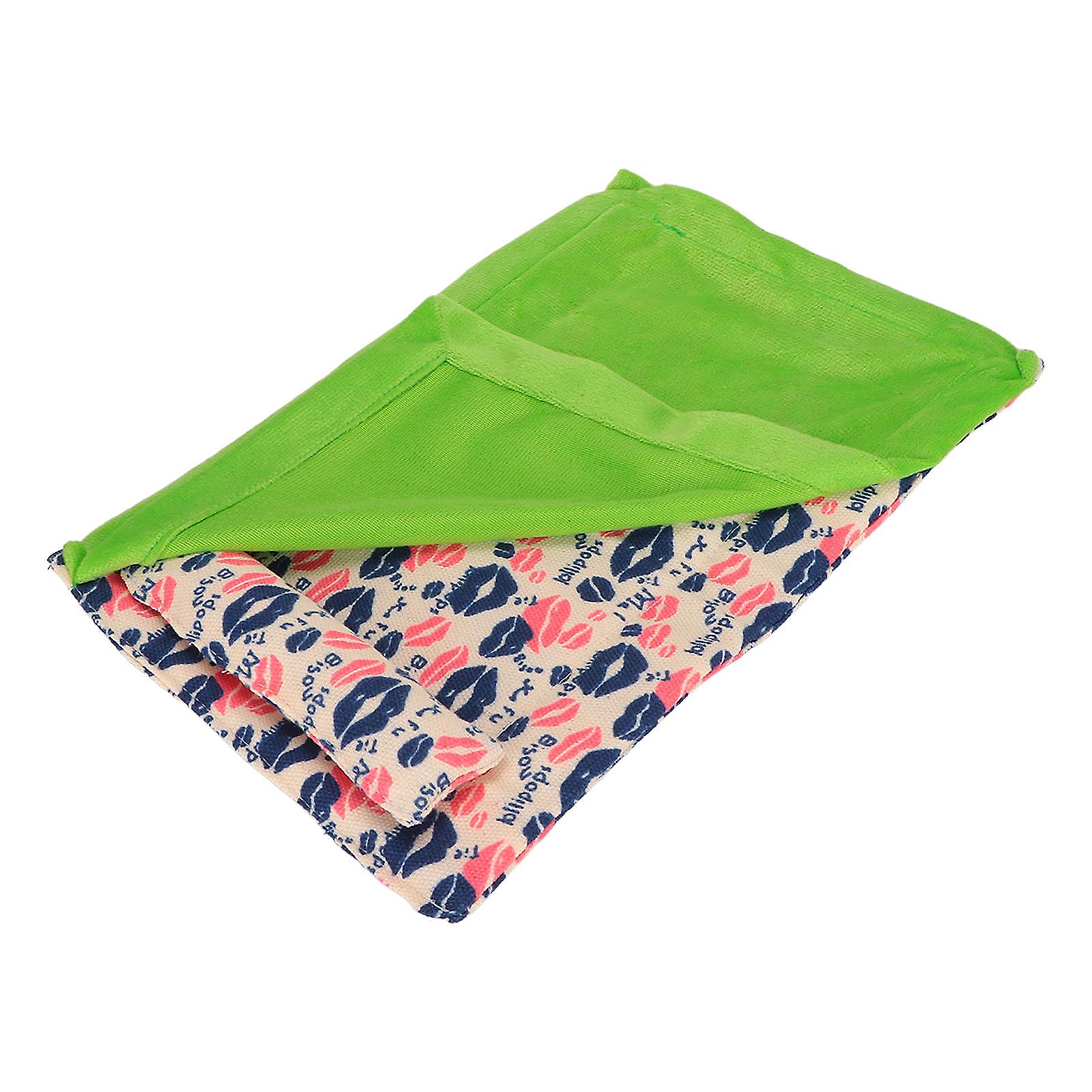 Reptile Sleeping Bag Soft And Warm Bearded Dragon Bed With Pillow For Bearded Dragon Leopard Gecko(lip Print Green Quilt )