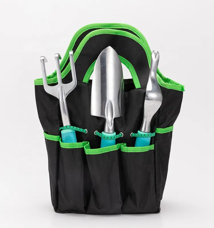 9 Pieces  Factory price household metal garden tools shovel fork tool set bag for kids