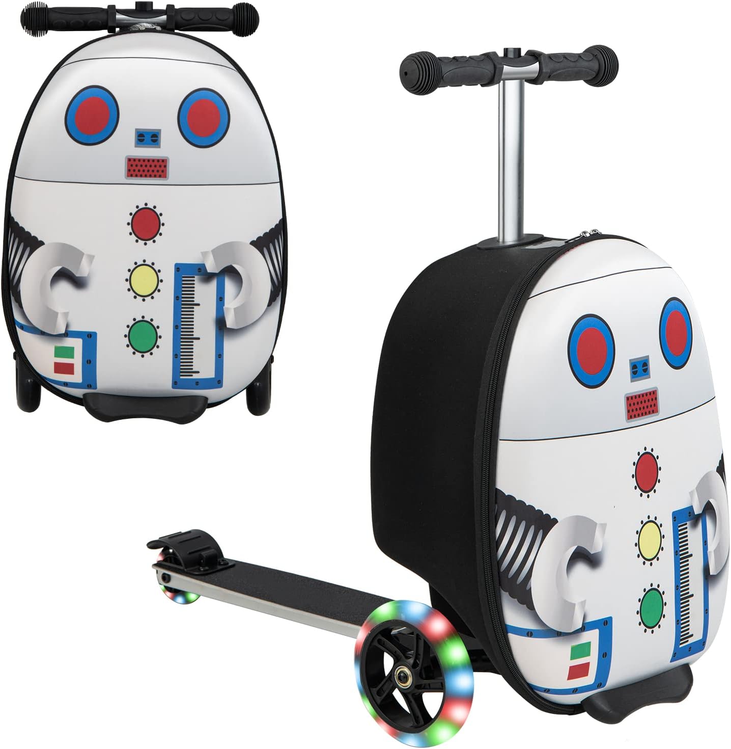 Costzon Kids Folding Ride On Suitcase Scooter, 2-in-1 Lightweight Skateboard Luggage