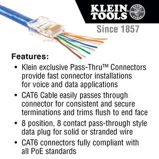 Klein Tools Ratcheting Pass-Thru Modular Crimper and (20-Pack) Pass-Thru Modular Data Plugs CAT6 M2O41328KIT