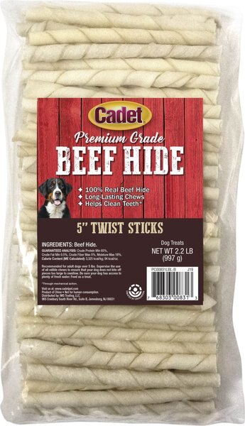 Cadet Premium Grade Original Beef Hide Twist Sticks， 5-in， 34-oz bag