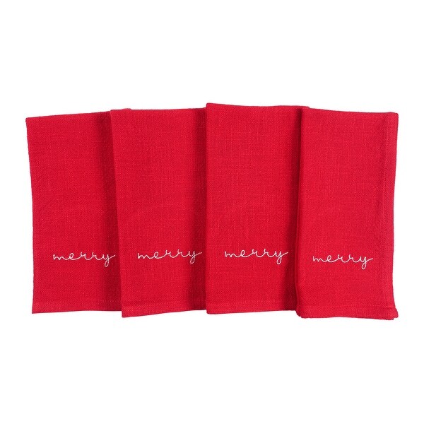 Napkins Holiday Red Embroidered Monaco