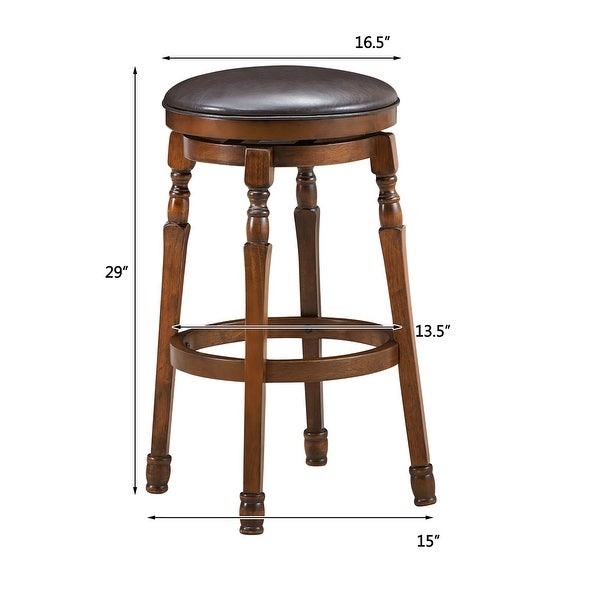 Set of 2 Backless Bar Stools Counter Height Stool with Swivel Seat